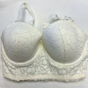 NWT Aerie Real Happy Demi Lightly Lined Candy Lace Bra - Soft Muslin - 34DD